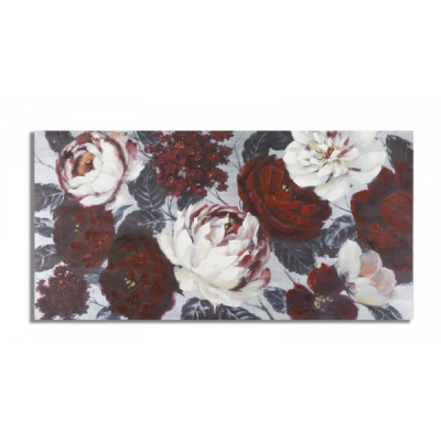 DIPINTO SU TELA WHITE/RED FLOWER DARKBACK CM 
120X3,7X60