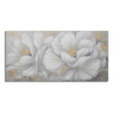 DIPINTO SU TELA WHITE/GOLD FLOWER CM 
140X3,7X70