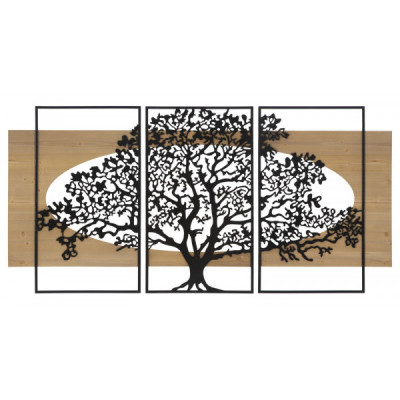 PANNELLO DA MURO TREE FERRO E WOOD SET 3PZ CM 176X2X90 (63X2X90-50X2X90)