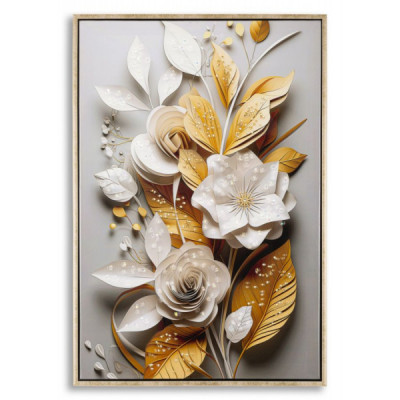 DIPINTO SU TELA LACCATO FLORA C/CORNICE CM 42X3,5X62